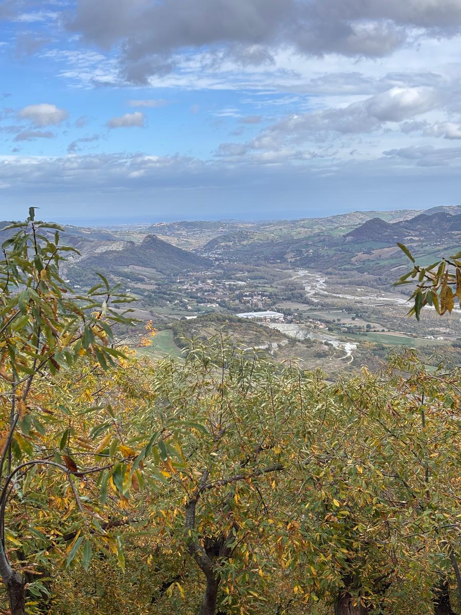 La Valmarecchia in autunno dal castagneto