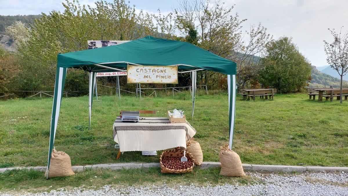 Il punto vendita dei marroni del Monte Pincio
